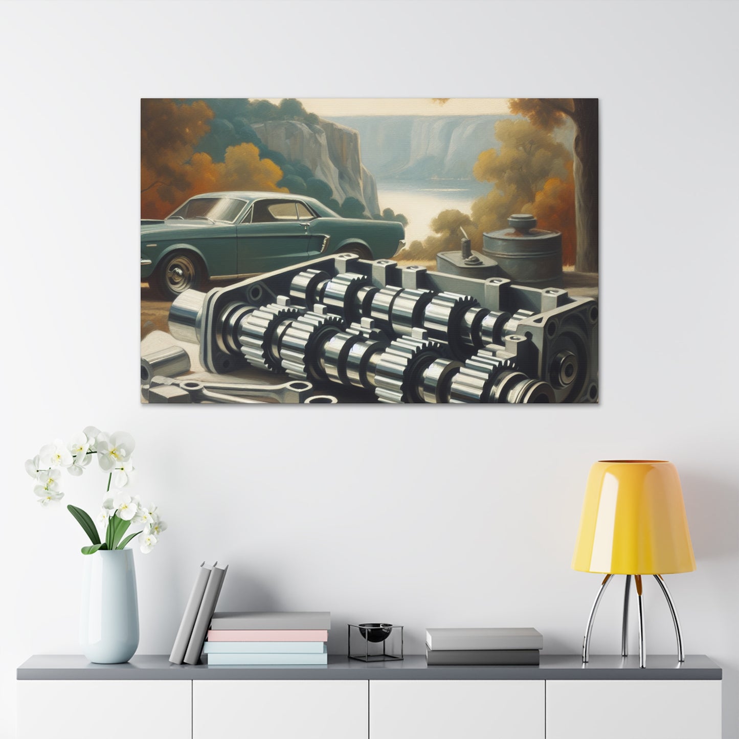 "Mechanical Serenity: Camshaft" - Canvas