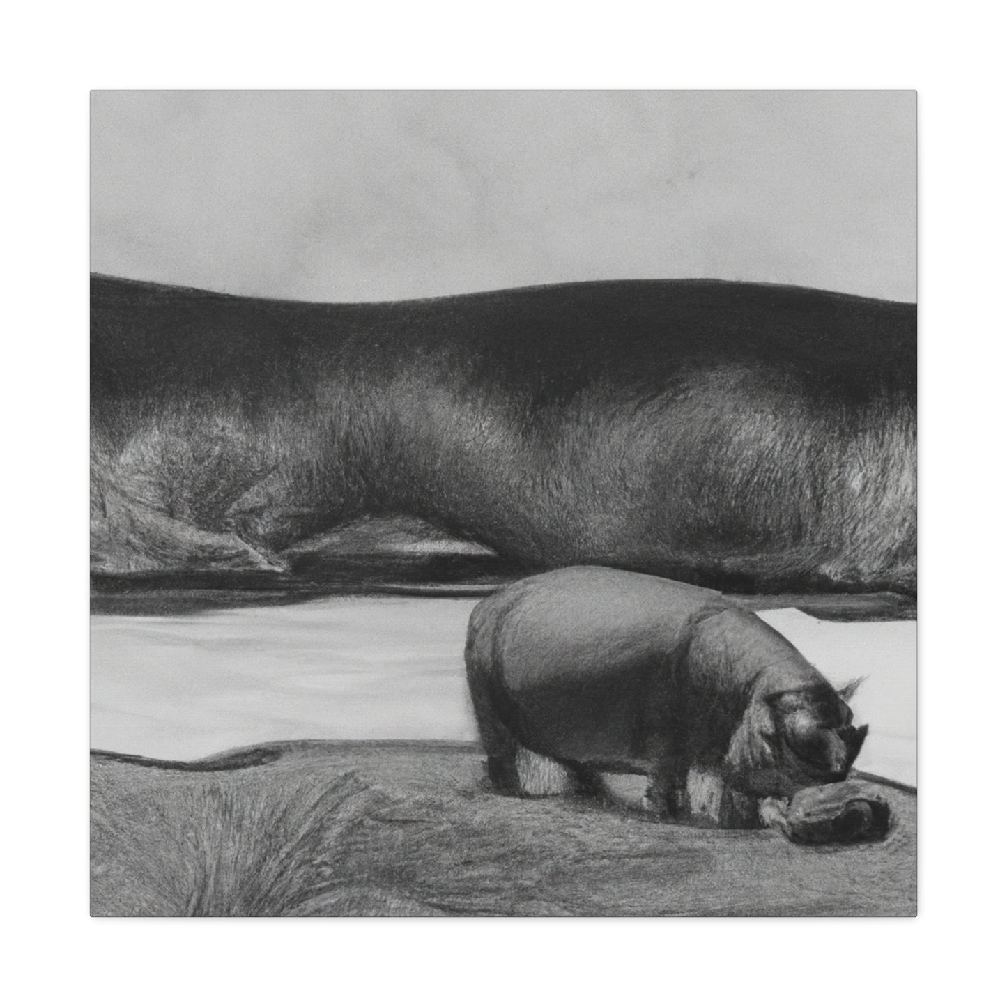 Hippo in the River - Canvas