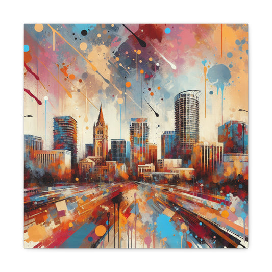 "Enchanted City's Vibrant Mosaic" - Canvas