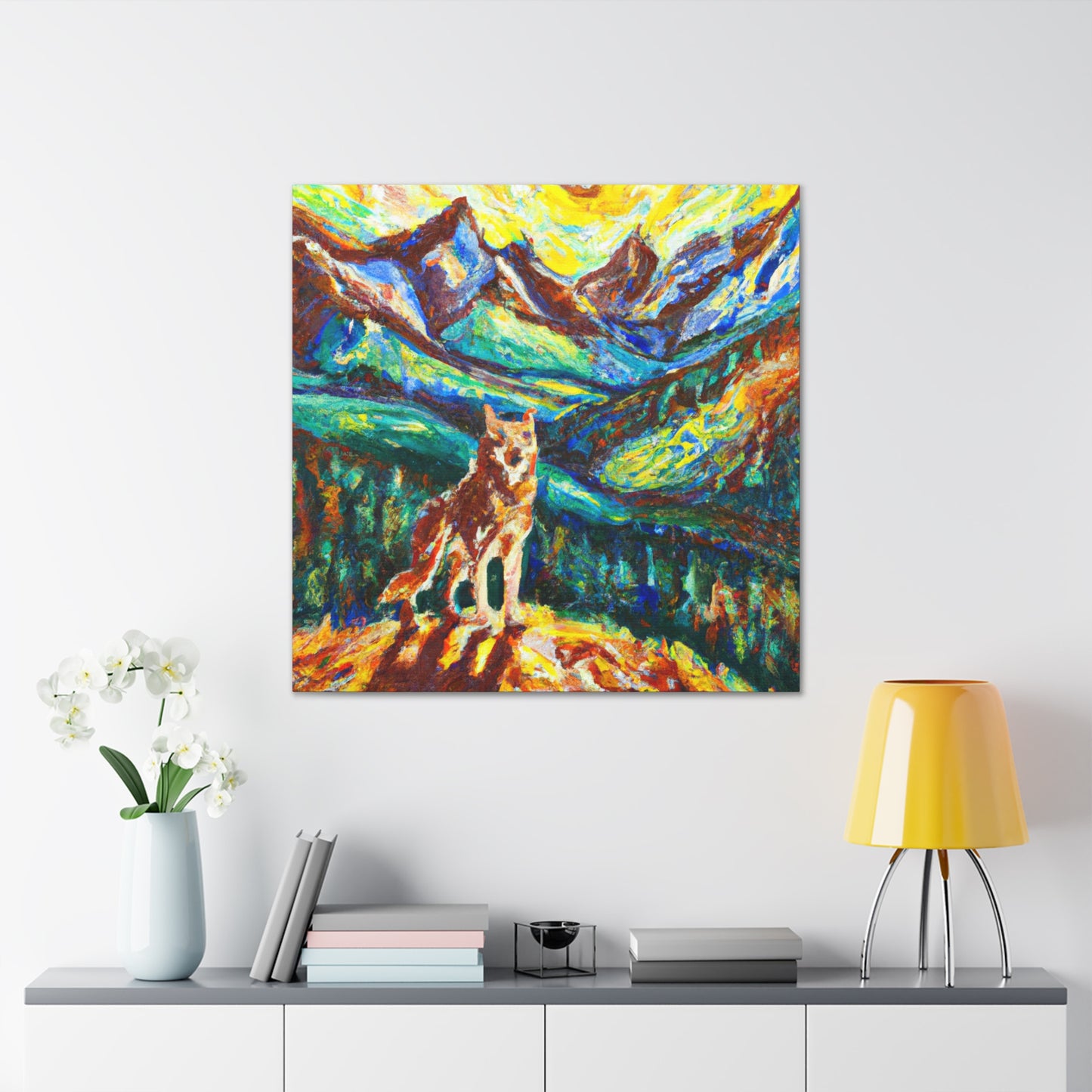 "Wolf in Moonlight Gleam" - Canvas