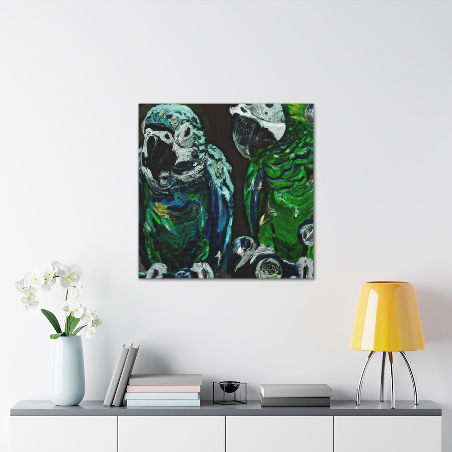 Amazon Parrots Bursting - Canvas