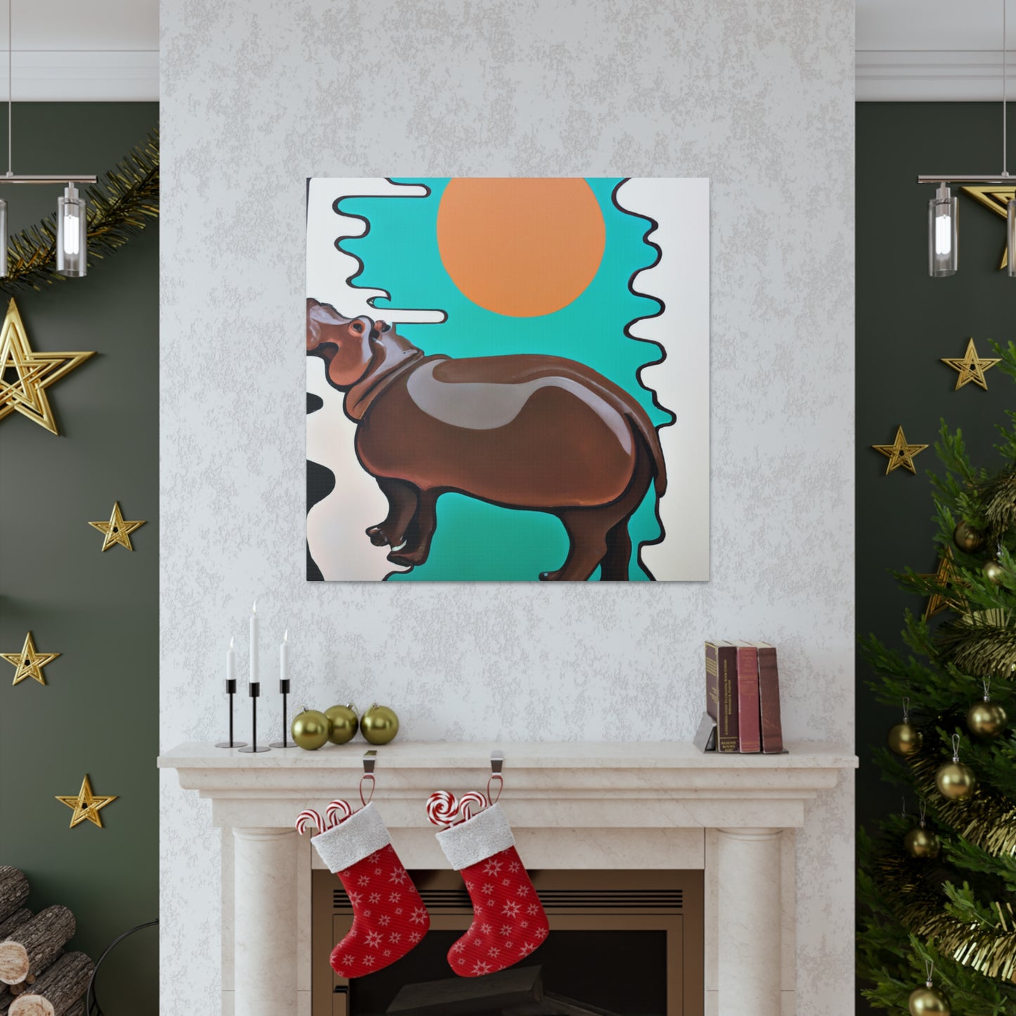 Swimming Hippo Dreams - Canvas