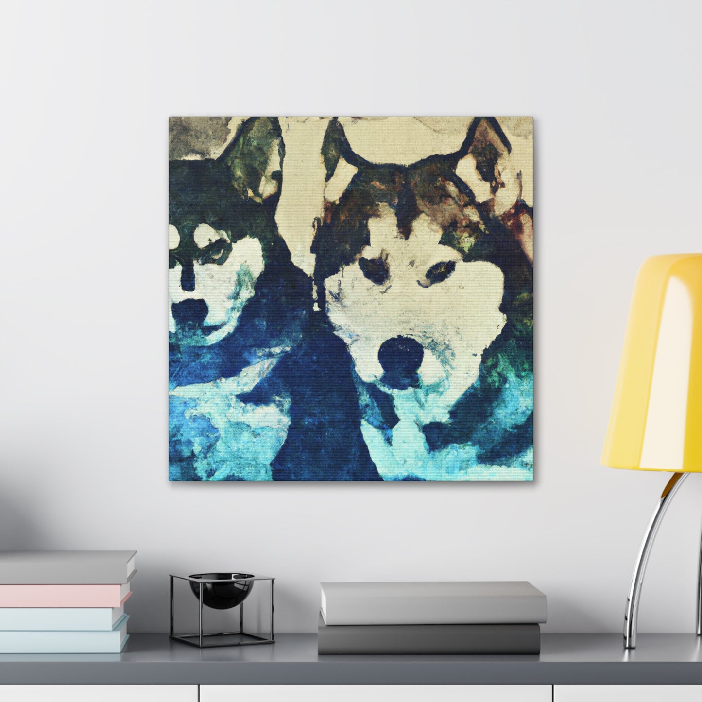 "Huskies in Distant Hues" - Canvas