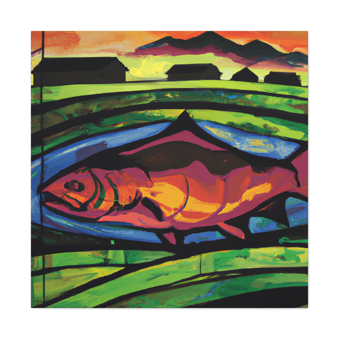 Salmon in the City - Canvas