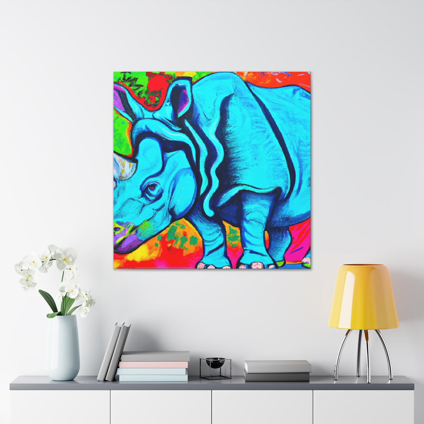 "Rhinoceros of India" - Canvas