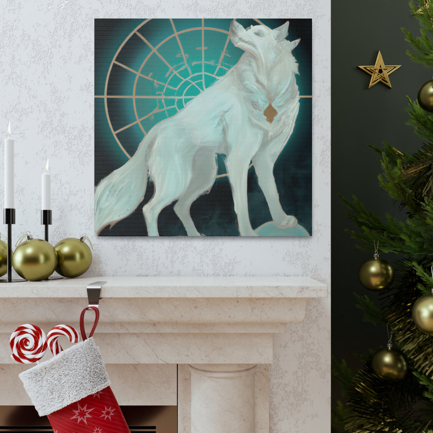 "Arctic Wolf in Deco" - Canvas