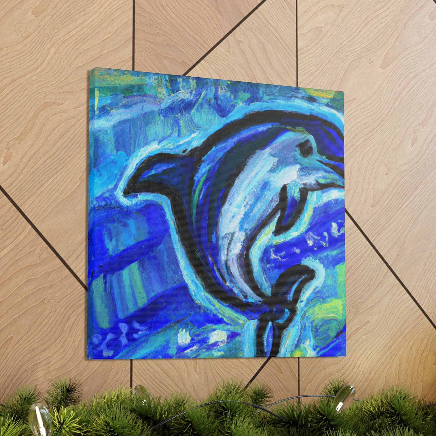 Dolphin in Blue Spray - Canvas