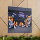 Corgis in Motion. - Canvas