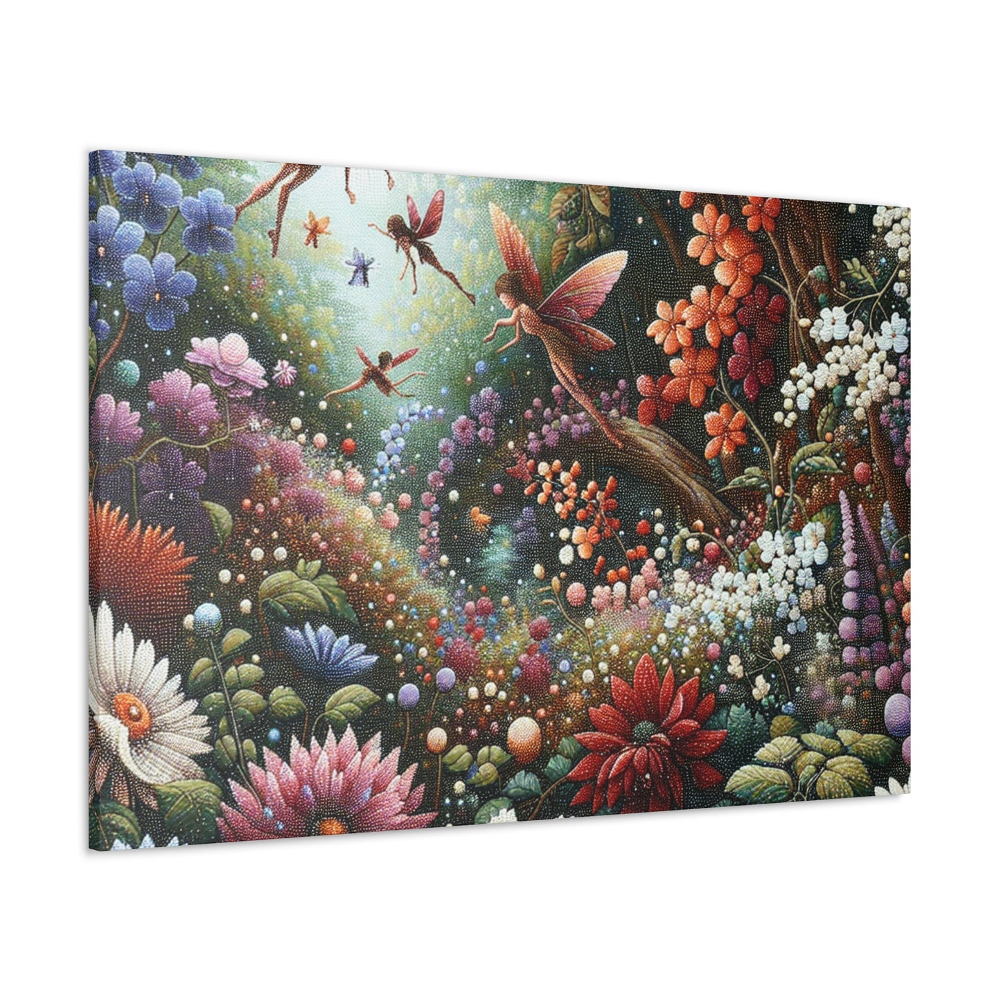 Whimsical Blooms and Sprites - Canvas