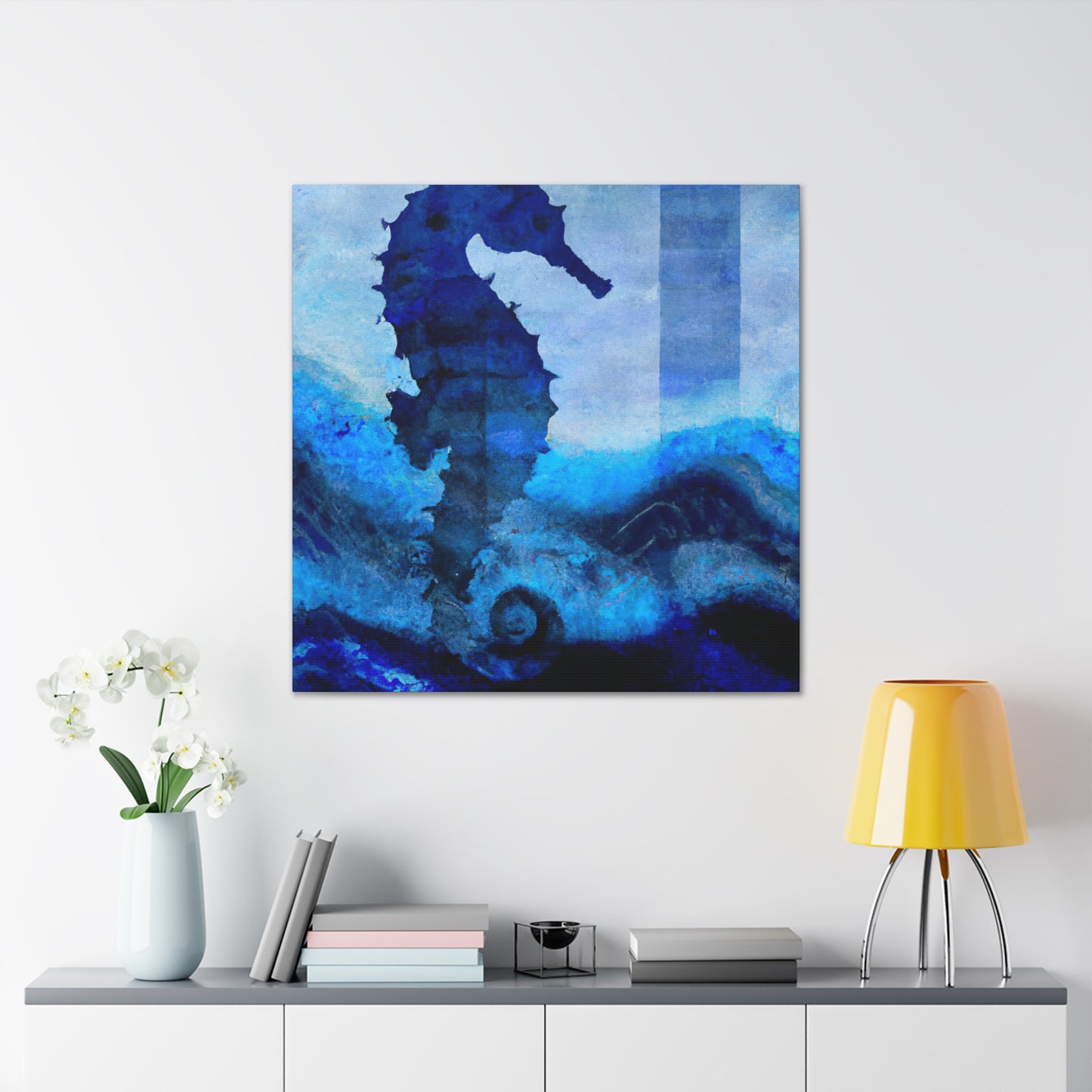 "Seahorse in Silver Art" - Canvas