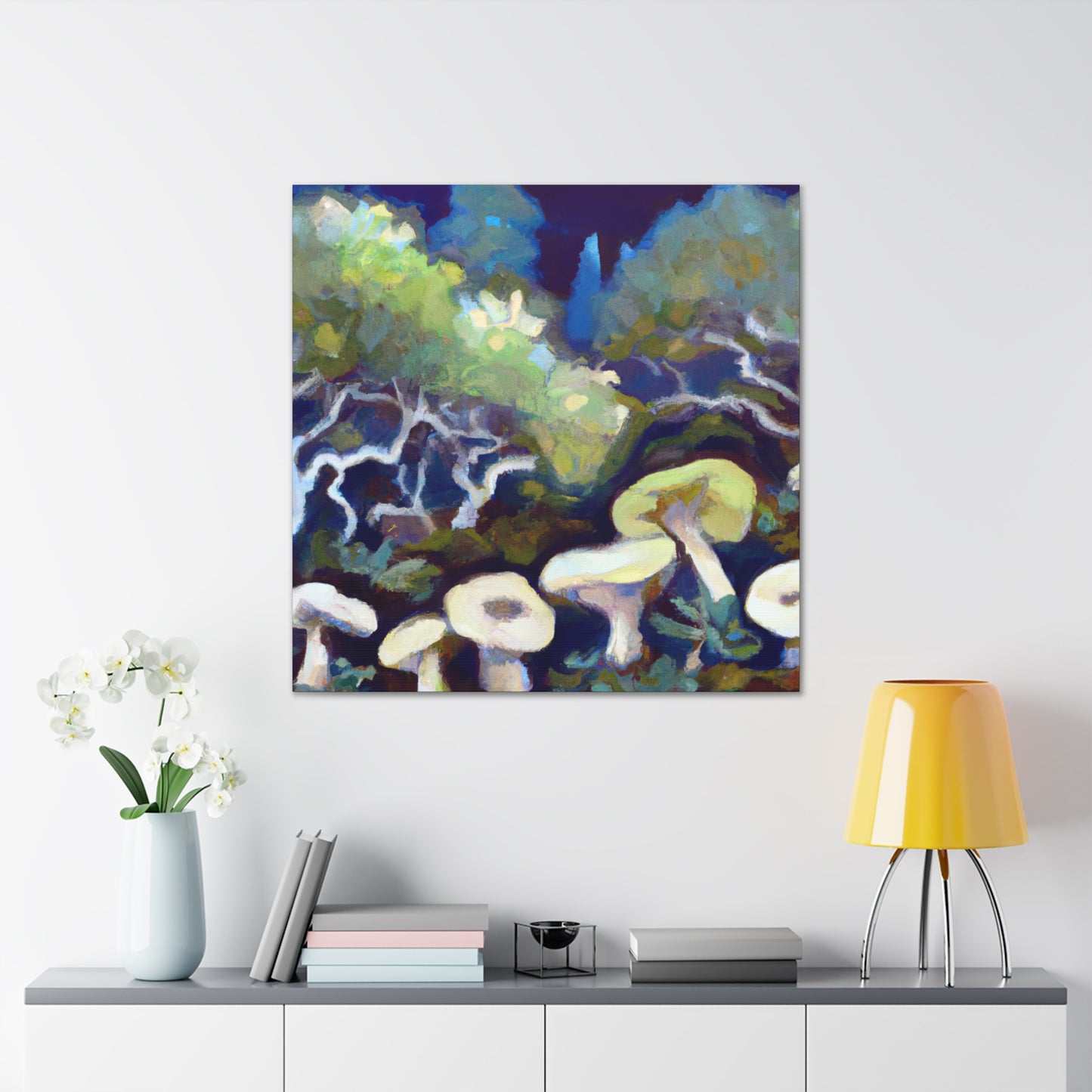 Mushroom Impressionism Scene - Canvas