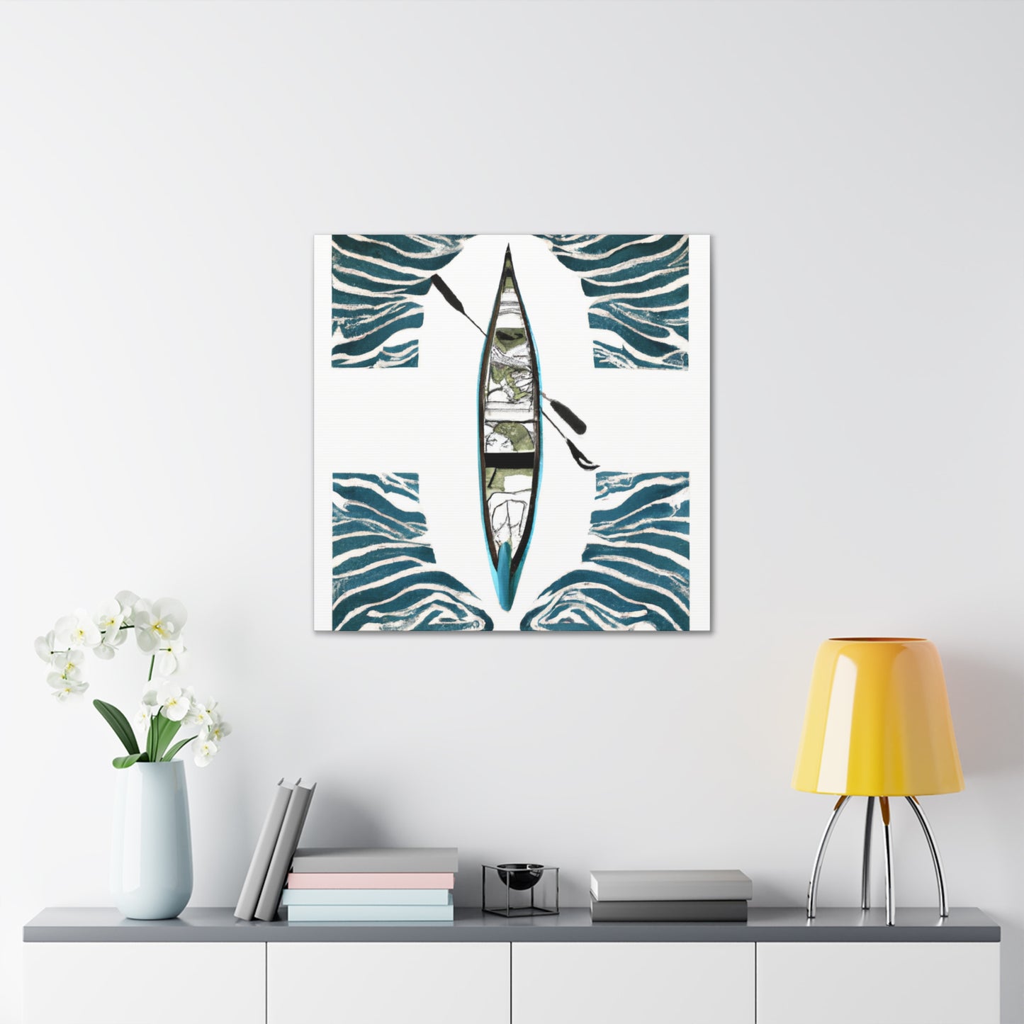 "Canoe in Moonlight Glow" - Canvas