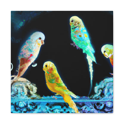 Budgerigars in Bloom - Canvas