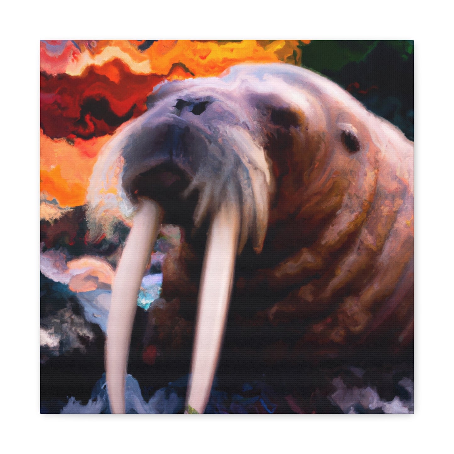 Walrus at Sunset Field - Canvas