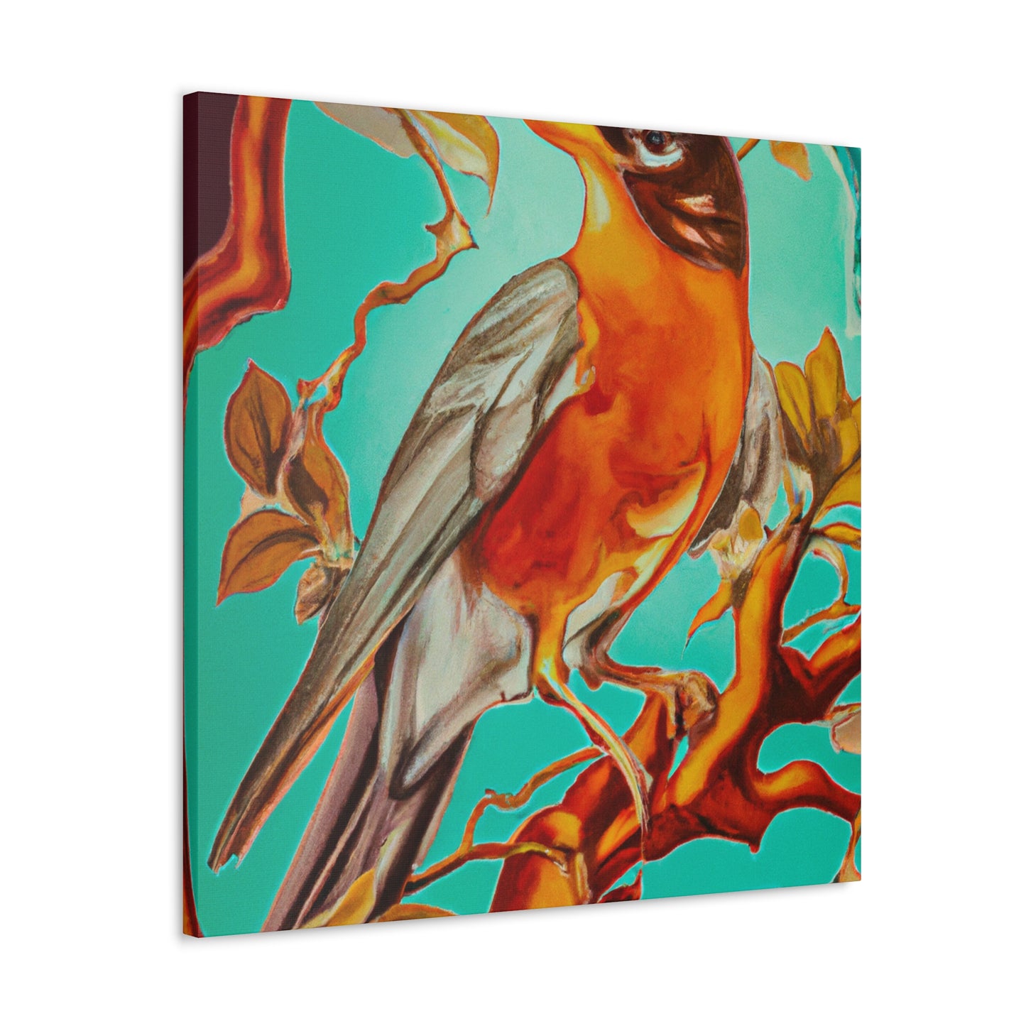 "American Robin's Songbird Symphony" - Canvas