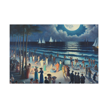 Moonlit Coastal Celebration. - Canvas