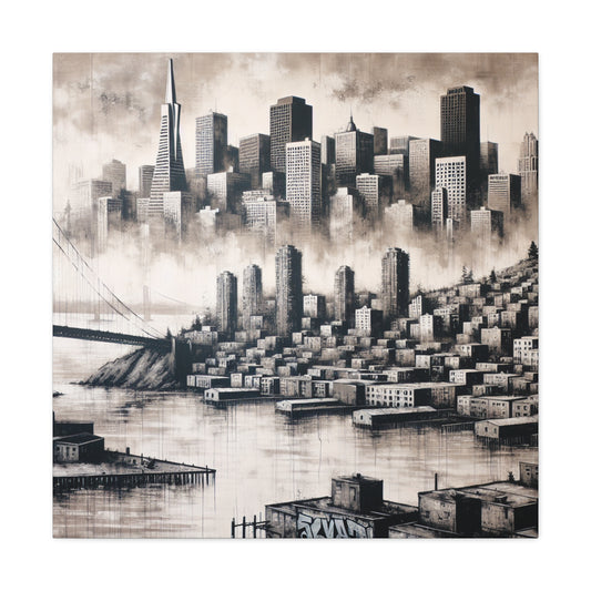 Golden City in Motion. - Canvas