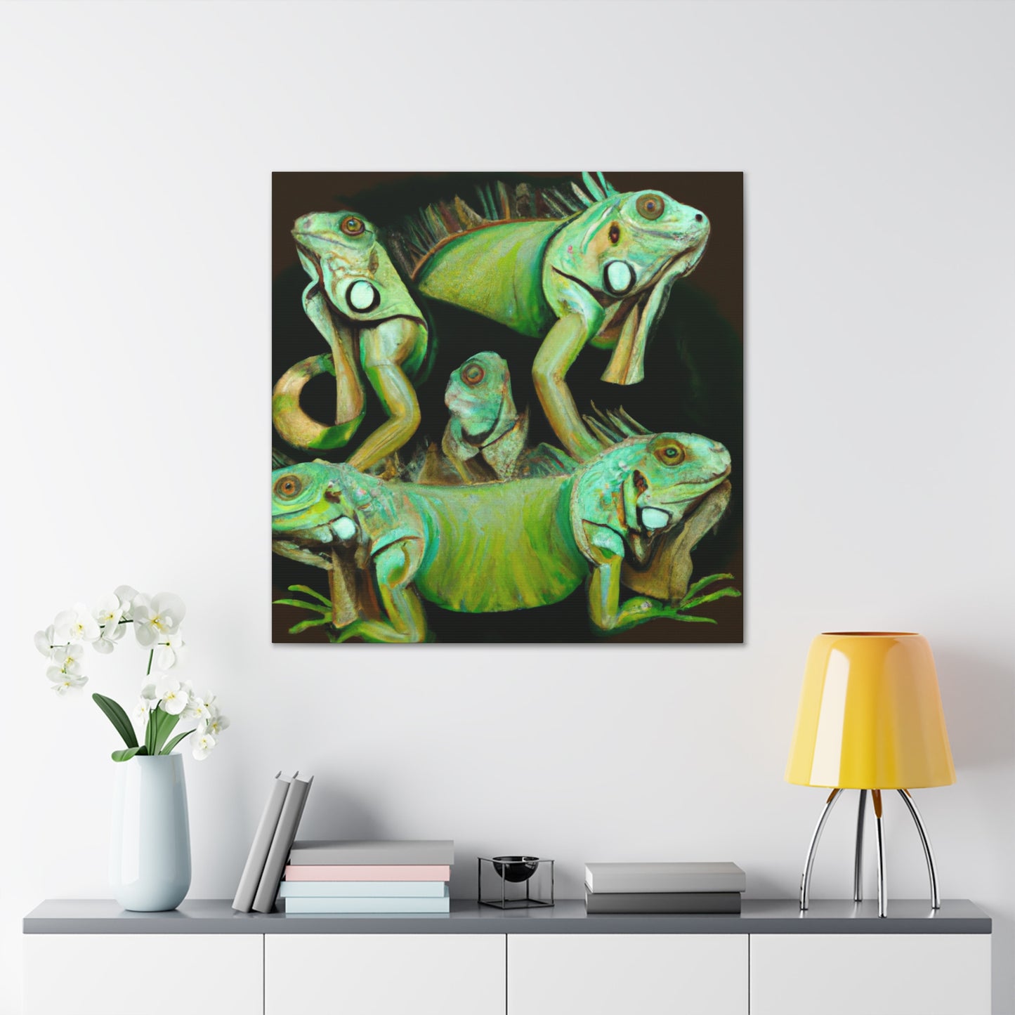 "Green Iguana Dreamscape" - Canvas