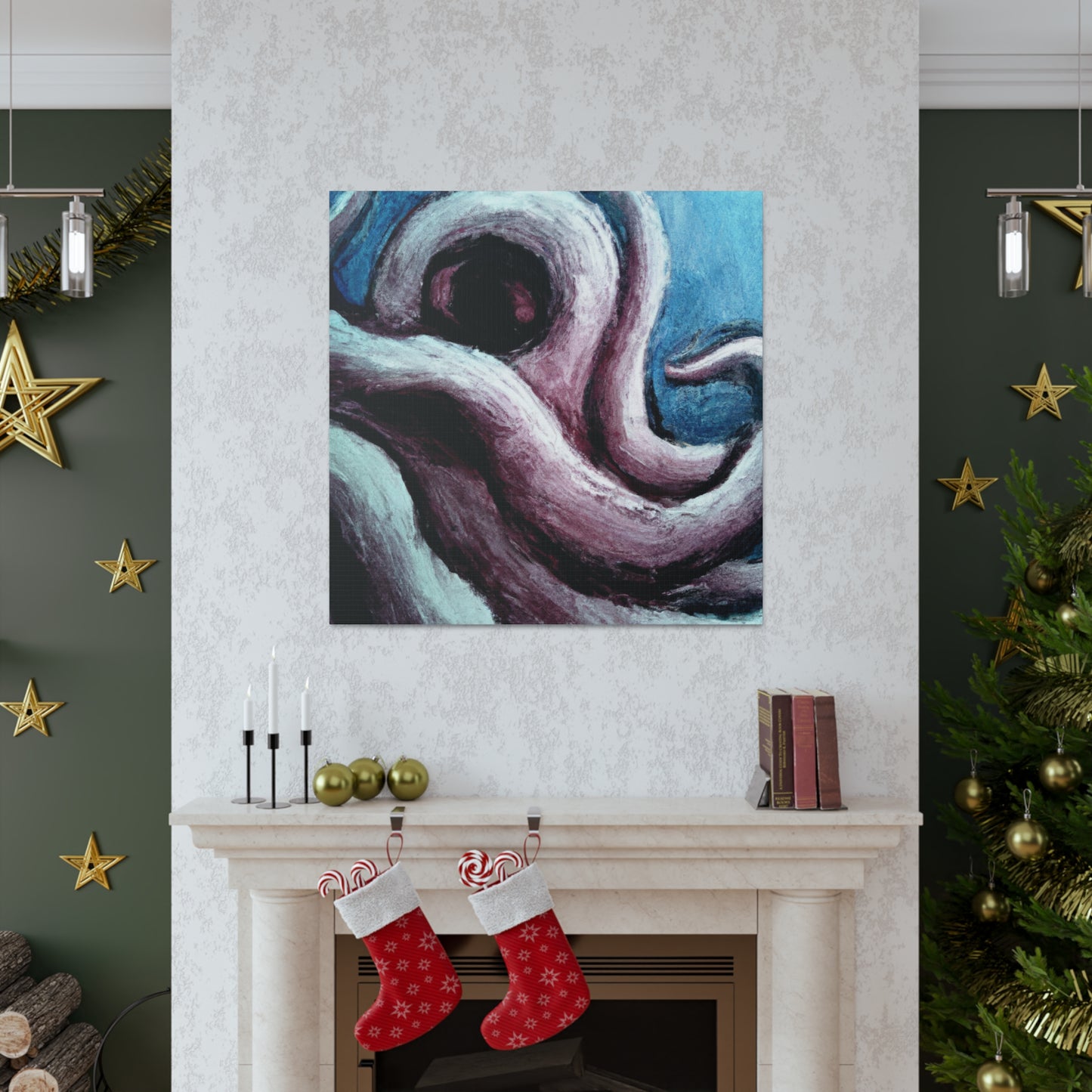 Octopus in Abstract Space - Canvas