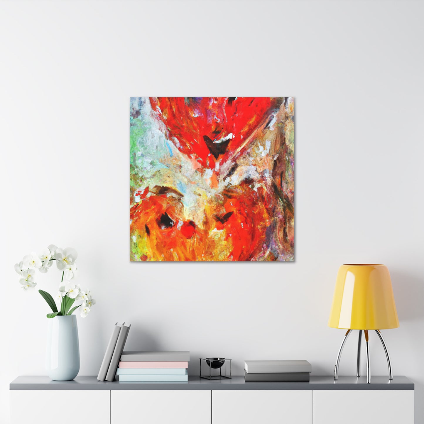 "Cherished Lovebirds Bloom" - Canvas