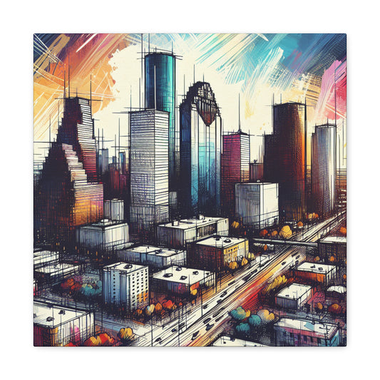 "Urban Luminosity: Houston's Vibes" - Canvas