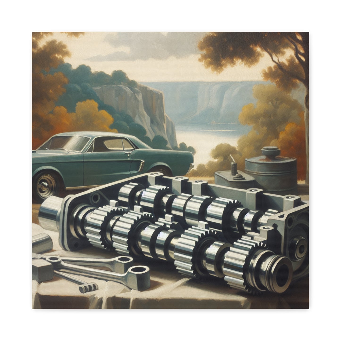 "Mechanical Serenity: Camshaft" - Canvas