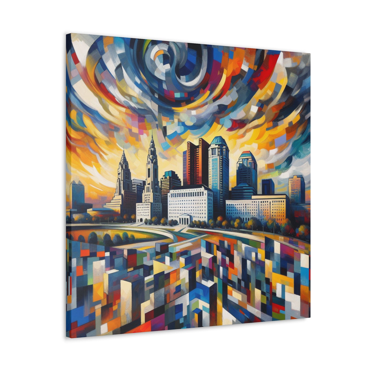 "Dynamic Dreamscape: Columbus Chronicles" - Canvas