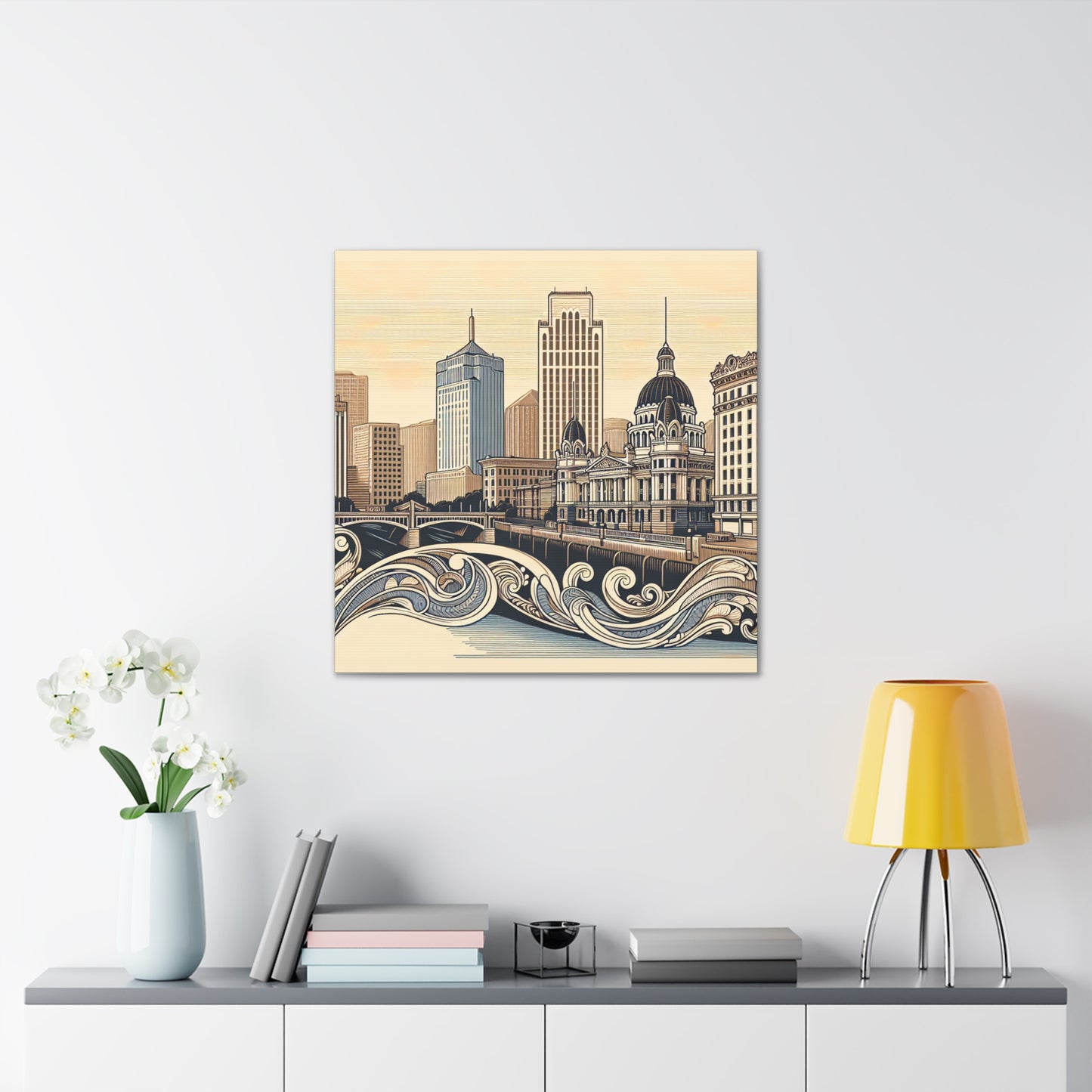 "Golden City Serenade" - Canvas