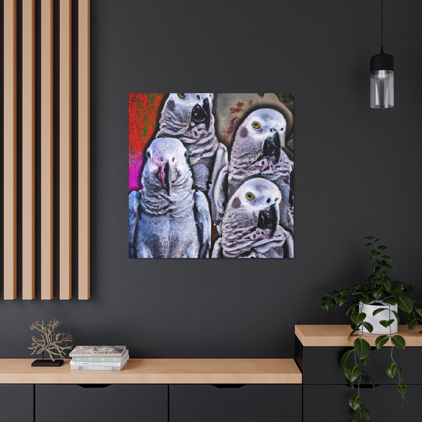 African Greys Sunset - Canvas