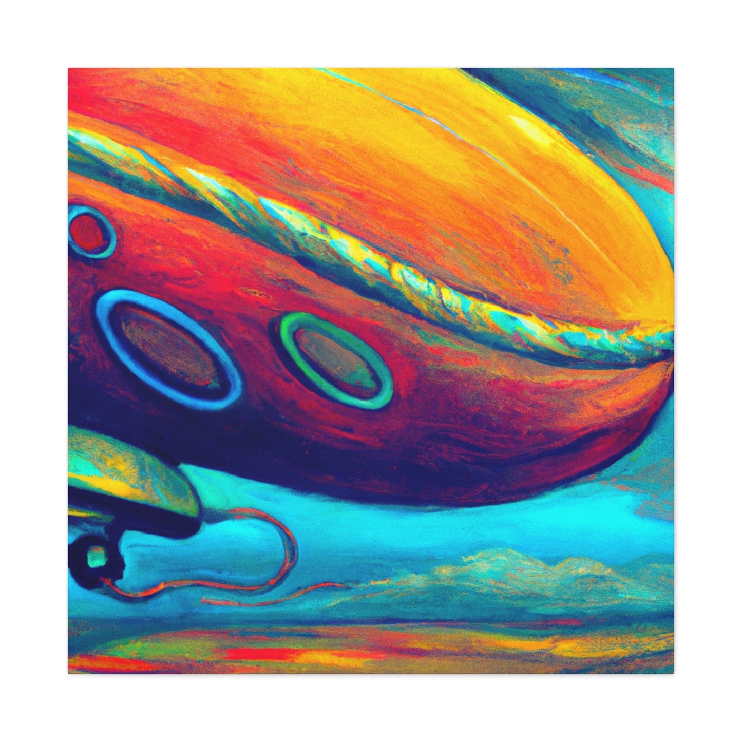 "Blimp in Surreal Landscape" - Canvas