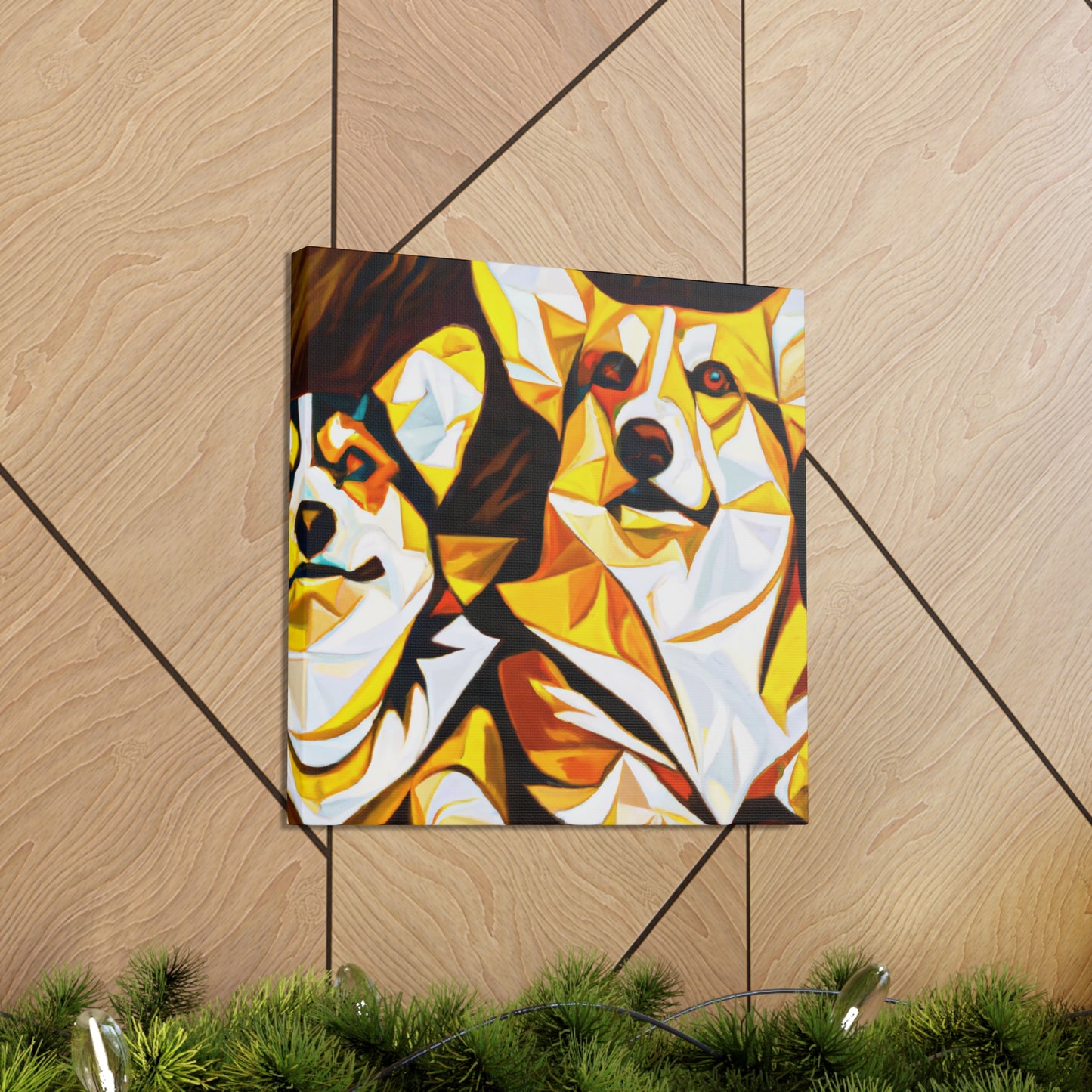 "Corgis in Art Deco" - Canvas