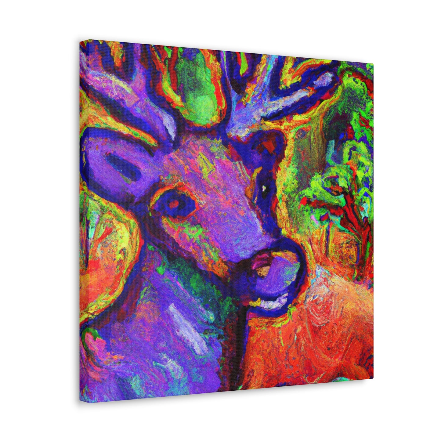 "Reindeer in Fauvist Fire" - Canvas