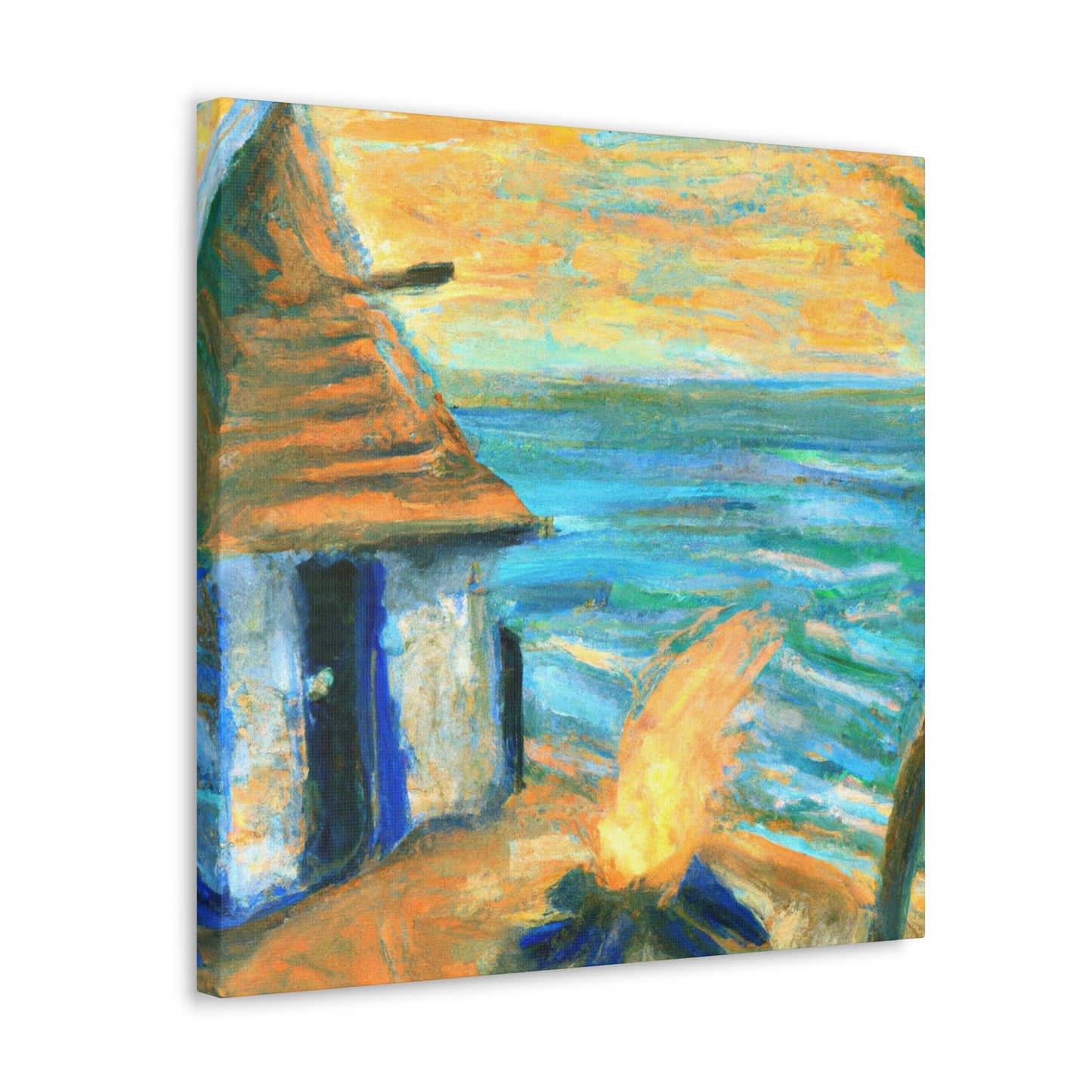 "Beach Hut Impressionism" - Canvas