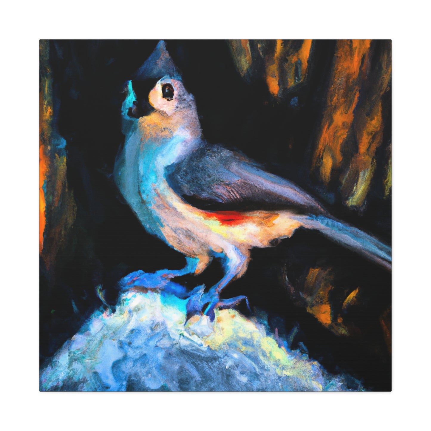 "Tufted Titmouse Expressionism" - Canvas