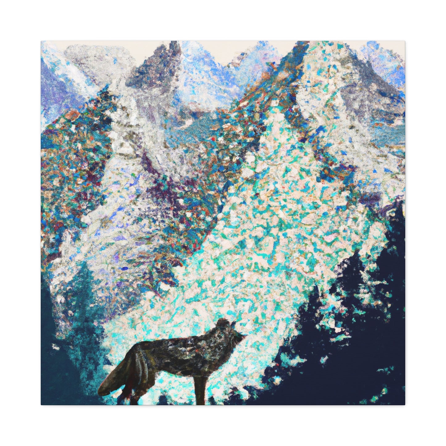 "Wild Wolves in Pointillism" - Canvas