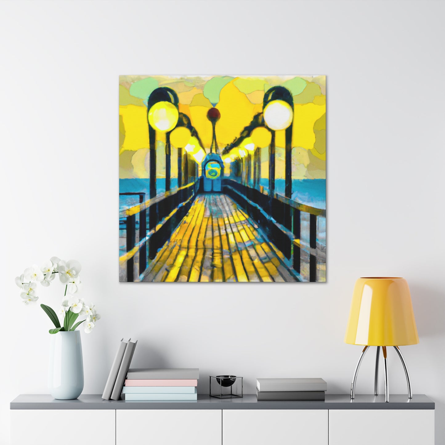 Pier in Moonlight Dream - Canvas