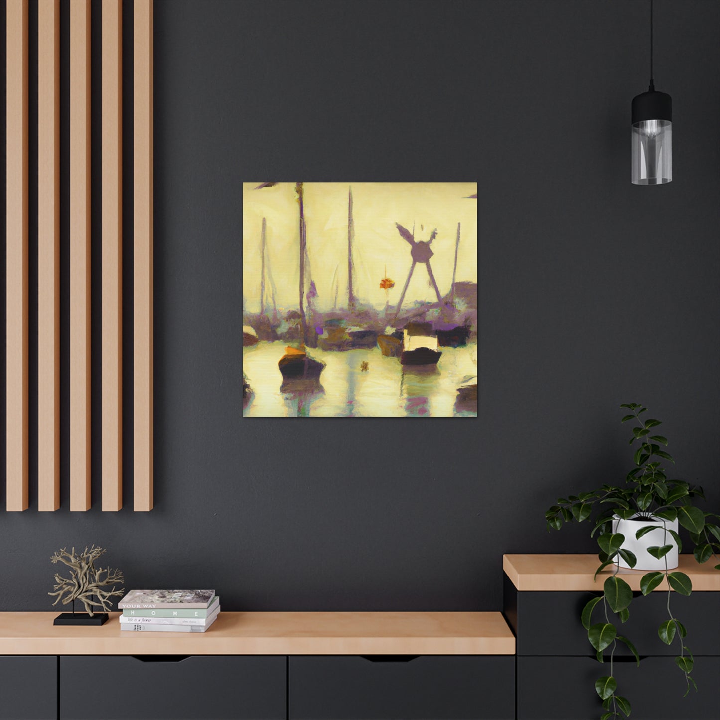 "Harbor at Sunrise Scene" - Canvas