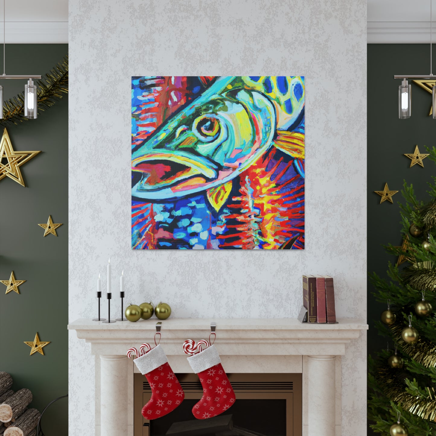 "Pike in Moonlight Aquarium" - Canvas