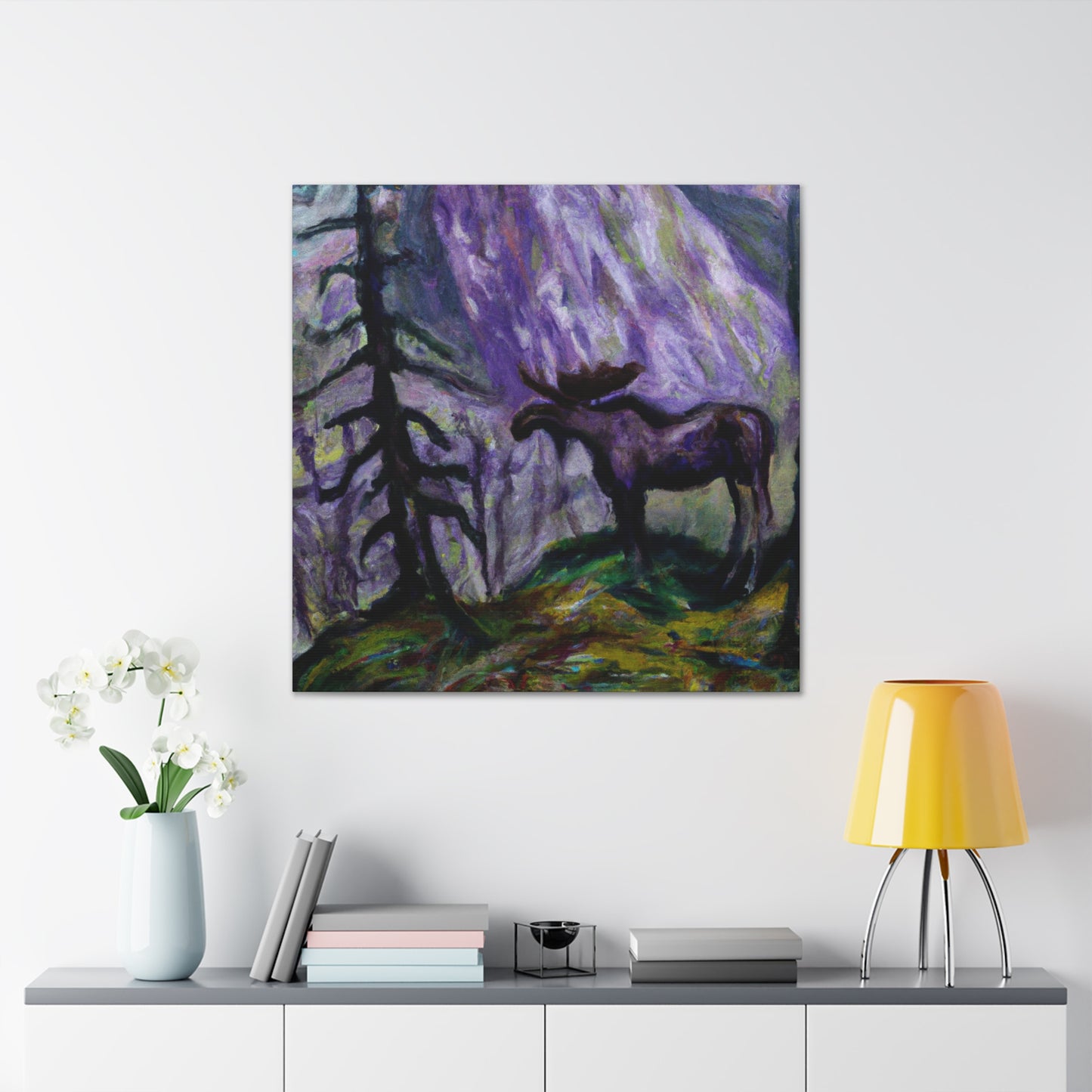 "Moose in Moonlight Impression" - Canvas