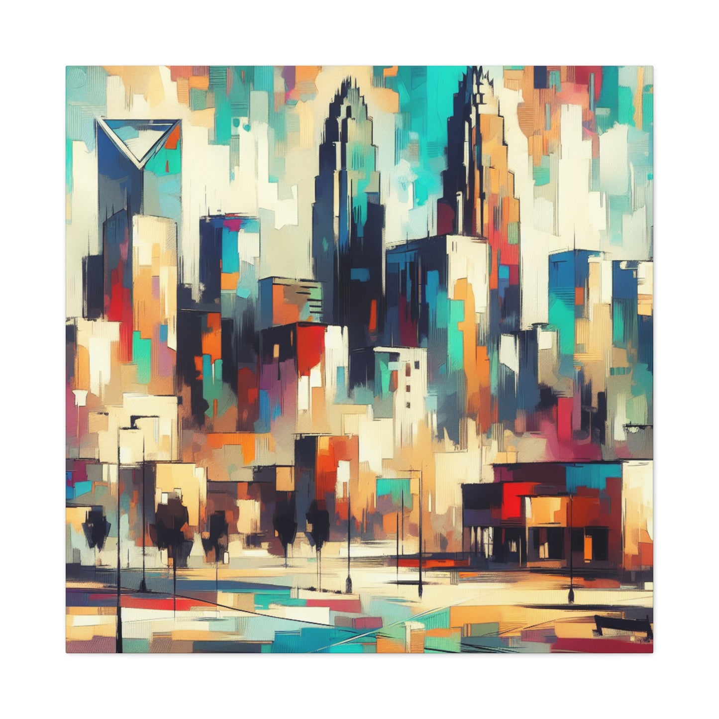 "Cityscape Symphony: Charlotte Rhapsody" - Canvas