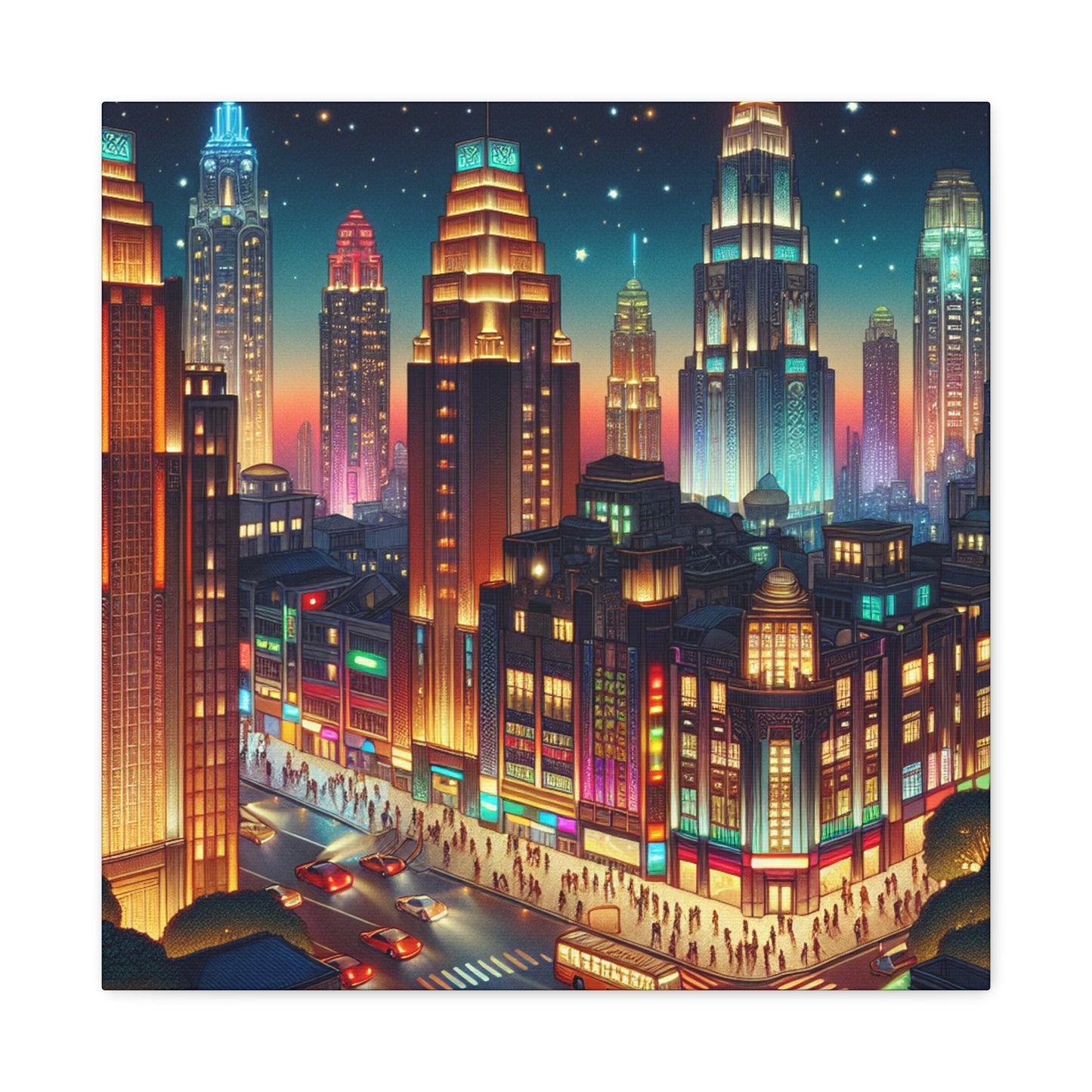 Midnight Metropolis Glow - Canvas