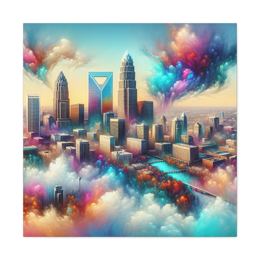 "Cityscape Symphony: Charlotte" - Canvas