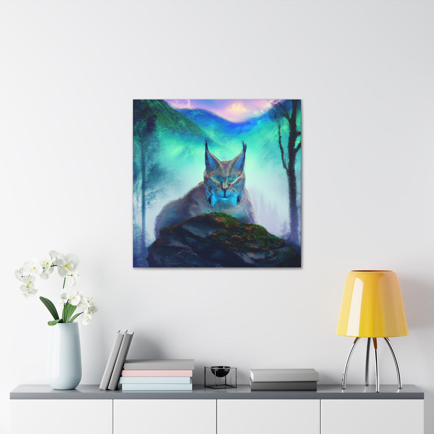 "Bobcat in Moonlight Glow" - Canvas