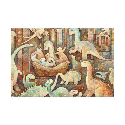 Whimsical Prehistoric Serenity - Canvas