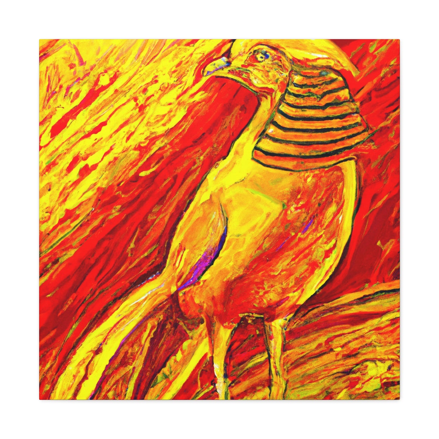 The Golden Pheasant was a popular Art Deco-style design popularized during the 1920s. It is characterized by the use of symmetrical, angular shapes, and sunburst and chevron motifs, often in strong colors - Canvas