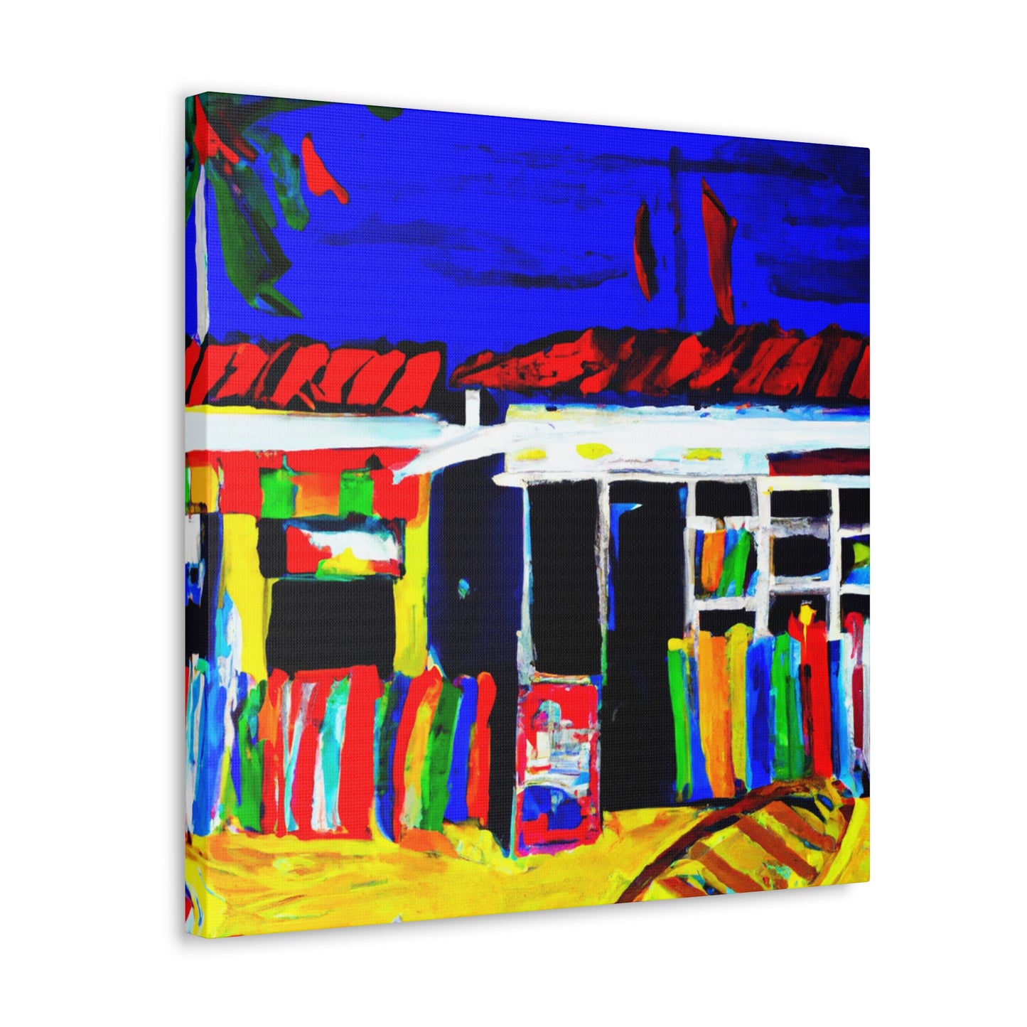 "Beach Shops Expressionism" - Canvas