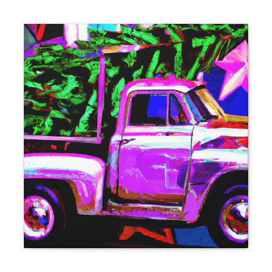 "Festive Vintage Delivery Truck" - Canvas