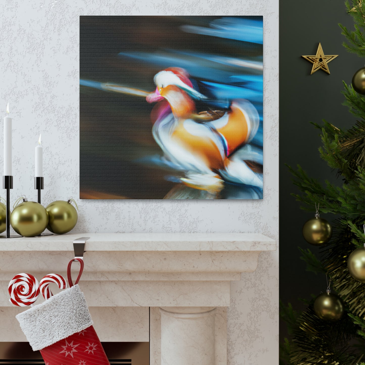 "Mandarin Ducks in Deco" - Canvas