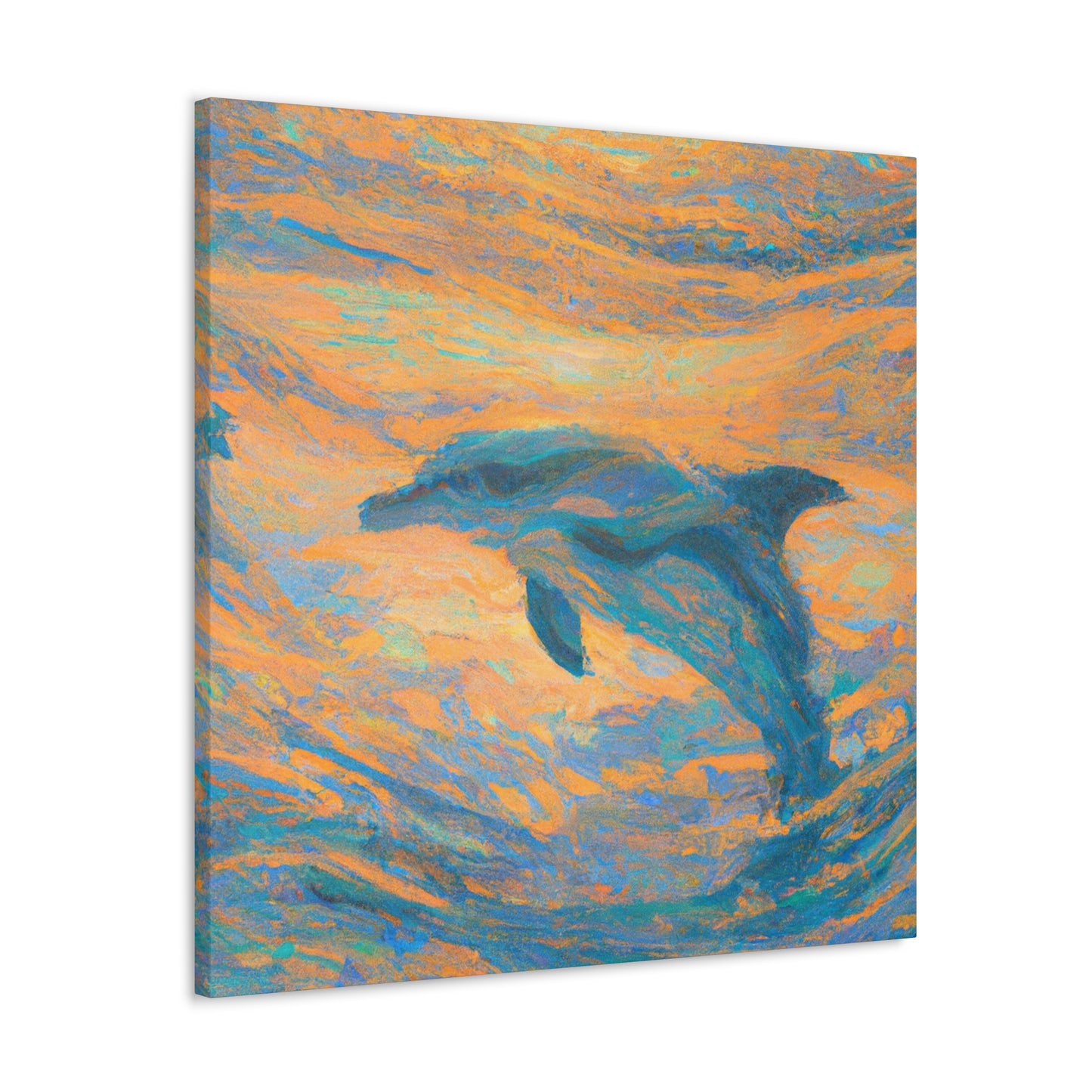 "Dancing Dolphins in Color" - Canvas