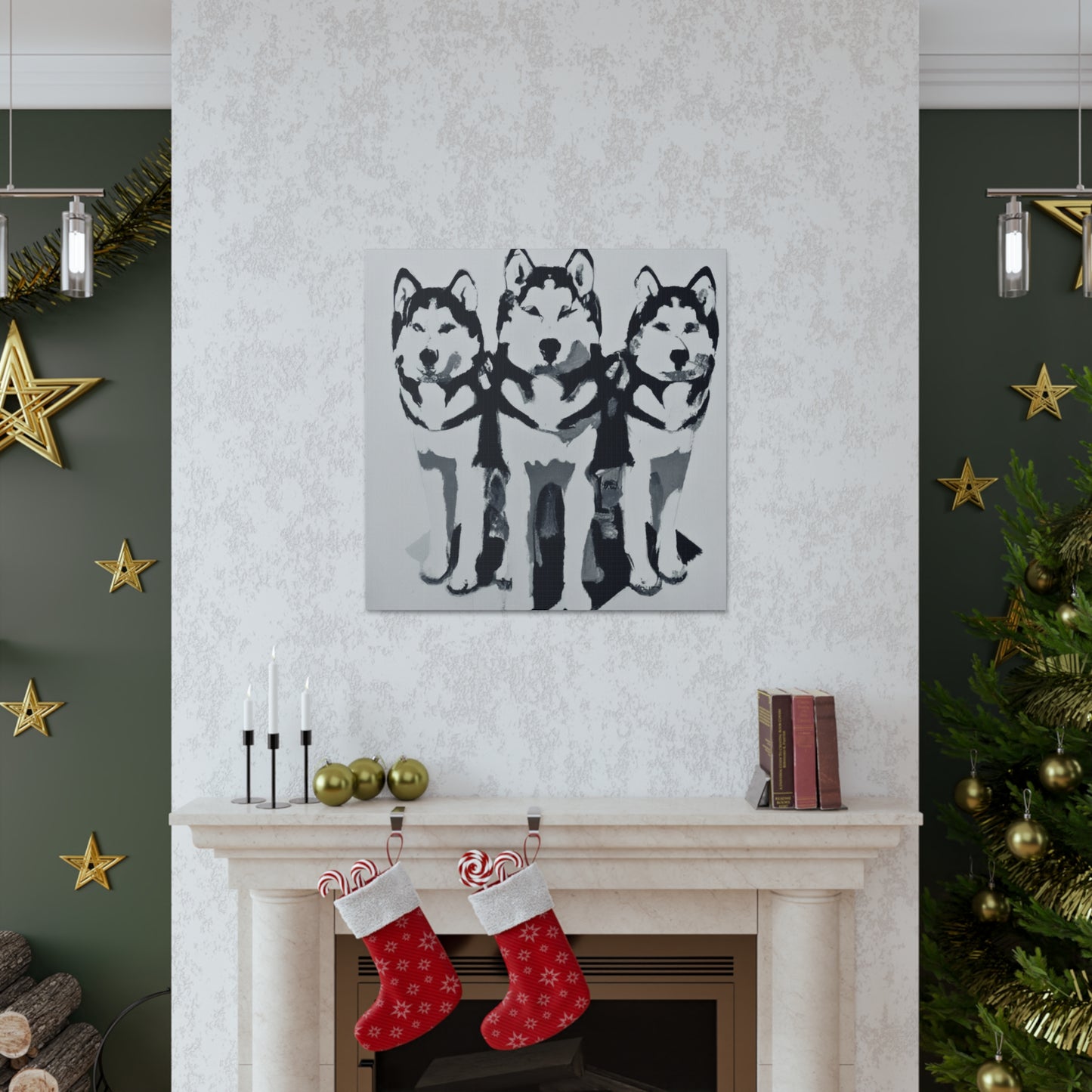 "Huskies in Art Deco" - Canvas